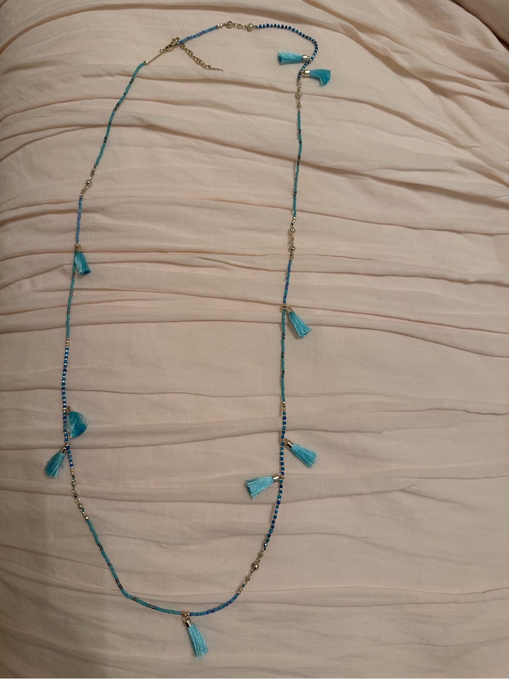NEW GORGEOUS Kendra Scott Turquoise & Gold Tassel Beaded Long Necklace/36”